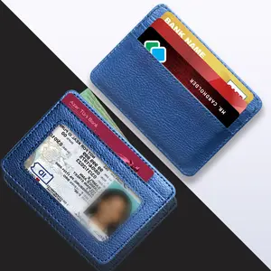 Cardcovers Ultra-thin Blue Wallet Credit Card Holder with 5 Slots RFID Blocking Small Wallet with ID Window Debitcardcovers