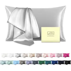 Natural Mulberry Silk Pillowcase for Hair and Skin Standard Size 20"X 26" with Hidden Zipper Soft Breathable Smooth Cooling Silk Pillow Covers(Silver Grey,Standard,1Pcs) Suatien