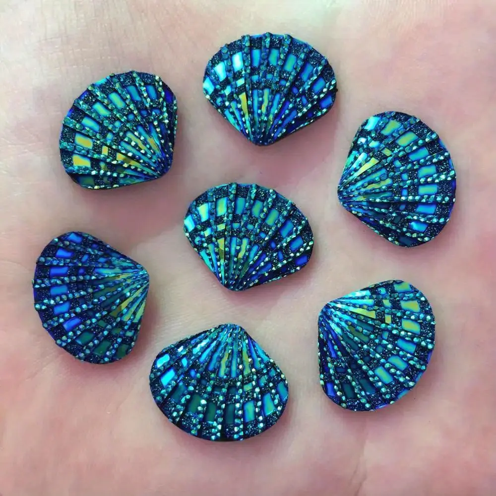20pcs AB Resin Glitter Shell Flatback Bling Rhinestone Sparkle Scrapbook Wedding Applique Accessories Decor Crafts  Jewelry Making Supplies Glitter Rhinestones Sparkling Rhinestone