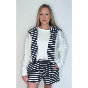 Sailor Cotton Shorts-Navy/White