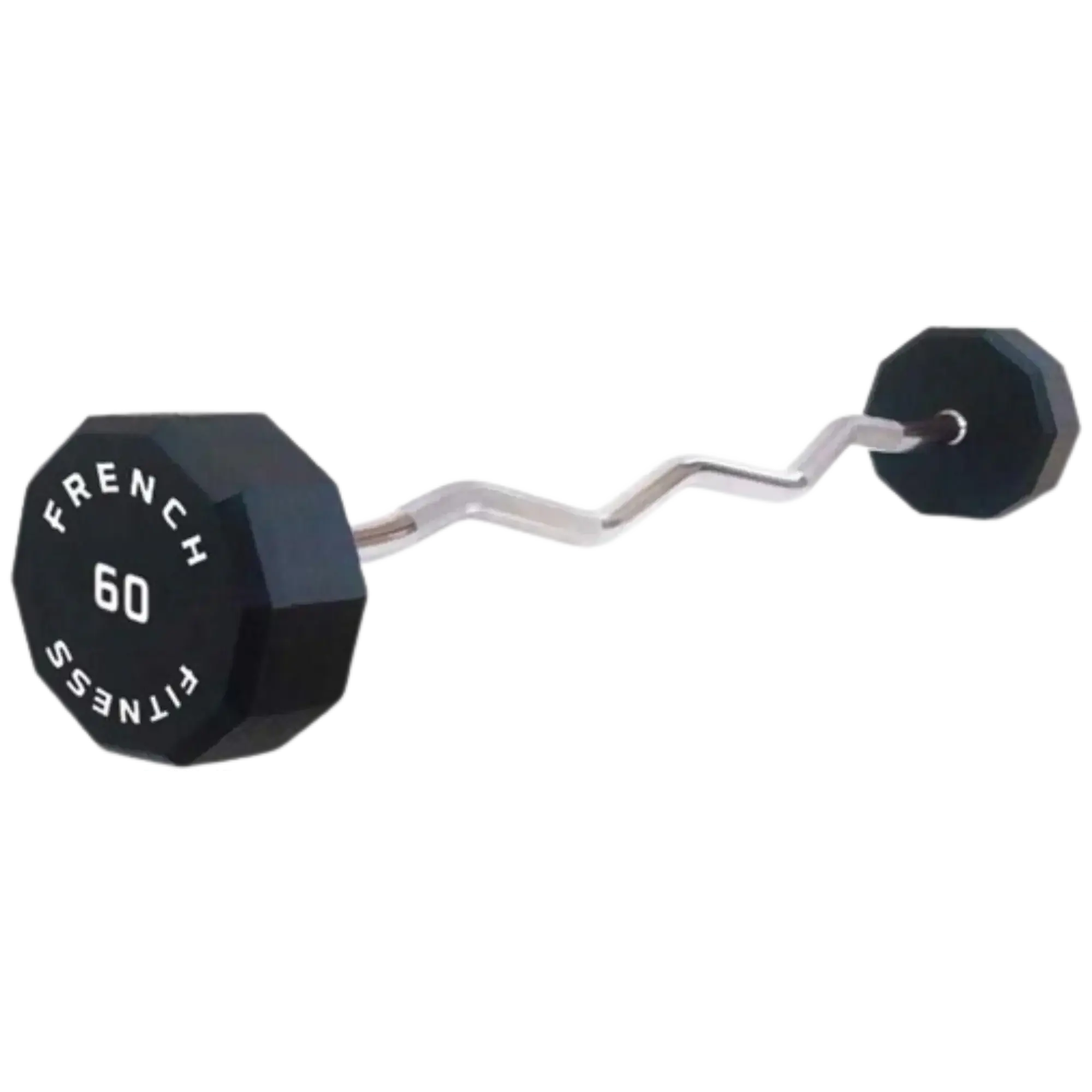 60 lb EZ Curl Barbell, Single Fixed Weight Bar with Urethane Material for Resistance Training - Built-to-Last, Maintenance-Free, French Fitness