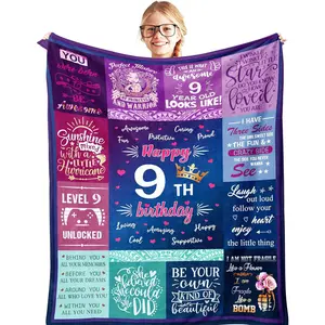 Gifts for 9 Year Old Girls, 9 Year Old Girl Gifts Throw Blanket 50x40in, 9 Yr Old Girl Gift Ideas, Presents for 9 Year Old Girls, 9 Years Old Girl Birthday Gift Ideas, 9th Birthday Decorations