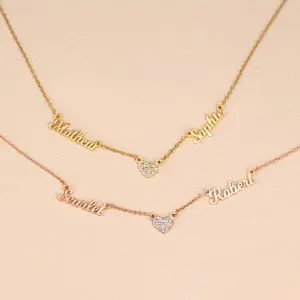 Stainless Steel Personalized Custom Multiple Name Necklaces, Couple & Family Name Necklaces, AS030 Mother's Day Gifts Jewelry