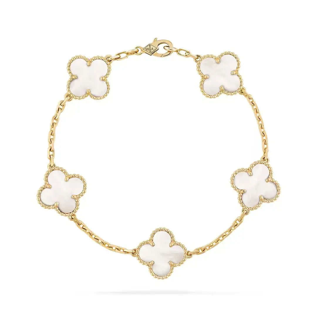 Pre-owned Flash sale Van Cleef & Arpels, Vintage Alhambra bracelet, 5 motifs 18K yellow gold, Mother of pearl，non full set