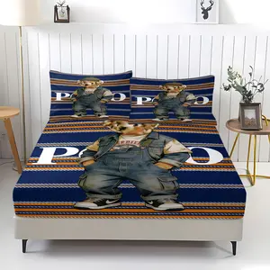 3-Piece Set Of Teddy Bear Patterned Bed Sheets, Soft And Durable Bedding Set Includes 1 Bed Sheet And 2 Pillowcases, Suitable For Daily Holiday Birthday Gifts And Bedroom Decorations For Children And Adults