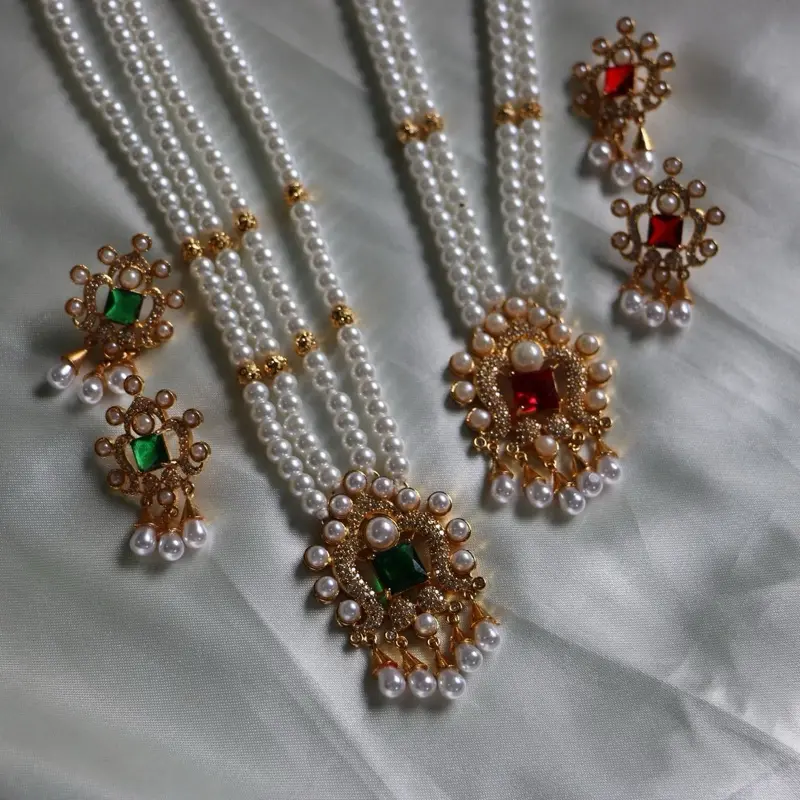 Vectorian Design Nepali 2-Layers Pearl Jewelry Set - Necklace and Matching Earrings