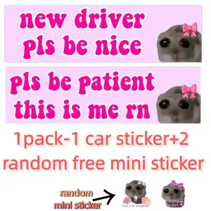 Funny Meme Sticker Pack, New Driver Decal, Sad Hamster Design, Buy One Get Two Free Mini Stickers, Perfect for Car Bumper & Window Decorations