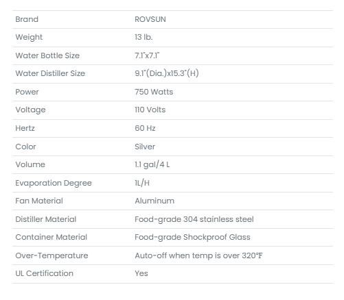 [FLASH SALE] ROVSUN 1.1 Gallon Water Distiller Countertop Silver
