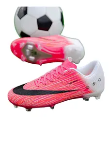 Men's and Teen Soccer Shoes, Dynamic Striped Grass Studs, Laces, Professional Outdoor Training, High Grip Fg/ag Mixed Studs