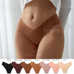 Wavy lace seamless ice silk low-rise pure cotton crotch girls' panties, one-piece plus-size women's triangle V-shaped panties