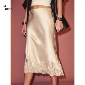 Skirts for Women High Waist Skirt Elegant Midi Skirt Satin