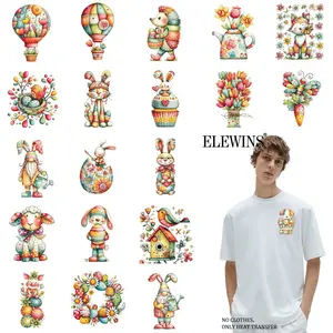 36 pieces of vintage Easter Bunny foil hot stamping transfers, DTF transfers with foil. Perfect for T-shirts, hoodies, jeans, backpacks, and pillows, a washable plastic transfer paper suitable for both men and women.