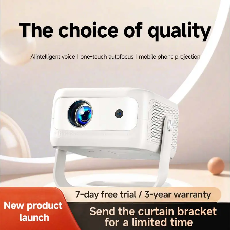 T1-Auto Focus Projector 650ANSI 4K 1080P Google Assistant WiFi6 BT5.2 HiFi Speaker Android11 Auto Keystone Portable Outdoor Airmouse with Auto Keystone Correction and Built-in HiFi Speaker