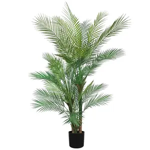 5/6 FT Artificial Triple-Trunk Palm Tree UV-Resistant PE Needle Like Foliage Tropical Plant Decor for Indoor & Outdoor Use Homes, Hallways, Restaurants, Hotels Spring/Summer Decoration