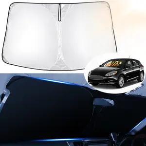 Canvcle Custom Fit Outside Car Sunshade for Ford Focus 2012-2018 Hatchback, Foldable UV Protective Windscreen Shade Cover, Front Window Visor for Nap/Travel, 99% UV-Blocking Car Cooler with Interior Protection