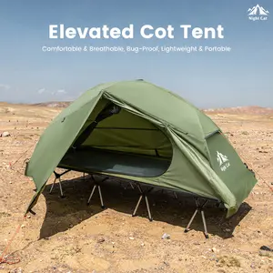 Night Cat Elevated Camping Cot Tent - Tents for Camping, 87"x28"x35" Large Raised Bed, Waterproof Shell, Mosquito Net, Sturdy Portable Shelter for Dry Sleep, Ideal for Car Camping, Outdoor Adventure, Mosquito-Resistant Dome Tents