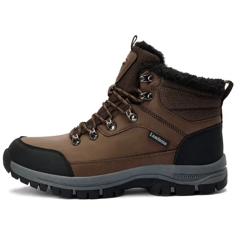 LAMINCOA Women's Insulated Ankle-Length Faux Leather Winter Boots, Durable Outdoor Hiking Footwear, Non-Slip Warm Minimalist Retro Snow Boots