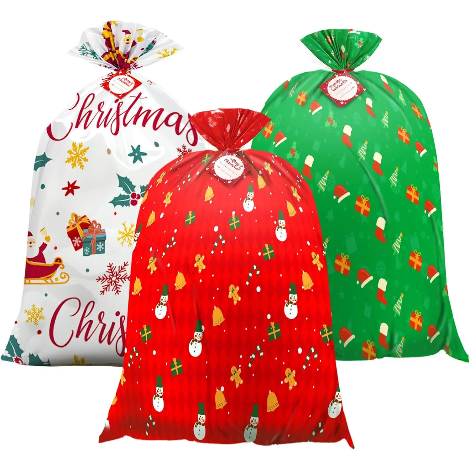 DLY Large Christmas Gift Bags - 36" X 44" Extra Large Christmas Gift Bag Jumbo Gift Bag, Christmas Giant Gift Bags, Huge Plastic Gift Bags for Xmas Party Favors Supplies Gift Wrapper DLY