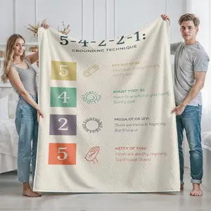 Grounding Technique Blanket with Educational Infographic Print for Home and Office Use  Perfect Gift for Wellness Enthusiasts  Spiritual Practice Lovers  SelfCare Ritual Fans  Ideal for Christmas  Thanksgiving  Christmas Holidays  New Year  and Birthday