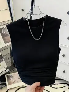 Edgy Y2K Camouflage Sleeveless Crop Top, Ruched Waist Tank Top, Slim Fit Summer Casual Vest, Streetwear Goth Fashion Tee for Women, Club Party Grunge Outfit, Soft Stretchy Fabric, 2026 Trendy