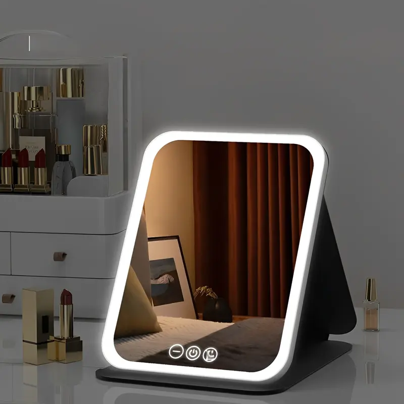 LED makeup mirror, portable mirror, foldable with light, Lighted Makeup Mirror, makeup mirror, desktop fill light, student dormitory office mirror, ins high-value light, Led Lit Mirror, Led Lights Mirror