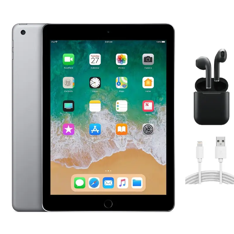 Refurbished Apple iPad 6th Gen (WiFi + Cellular Unlocked) Excellent Condition with Wireless Earbuds & 1 Year Warranty