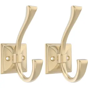 2 Pack Brushed  Wall Hooks for Hat, Coat, Towel, Key, Bag, Mudroom Hooks Entrance Bathroom Door Decorative Heavy Duty Coat Hanger