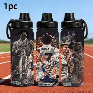 1pc 33oz 1000ML Cristiano Ronaldo's career,water bottle  with Leakproof Lid & Handle, Perfect for Camping,Gym,Office,Travel - Durable Stainless Steel Construction,It is very suitable for staying hydrated during exercise,Stylish Drink Container
