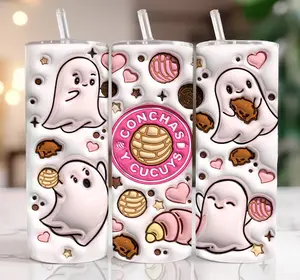 Conchas Y Cucuy Tumbler Cup, Spanish Halloween 20oz Skinny Tumbler, Cute Concha Ghost