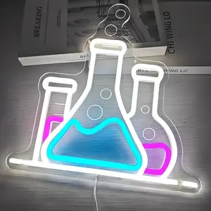 Chemistry Beaker - Wall Art Dimmable USB-Powered - LED Light with Switch Control Multicolor - Science-Themed Decor for Classroom Laboratory & Home - Playful Back-to-School Gift Light Up - Classroom Classroom Lighting Colorful Lighting Switch Control Featu