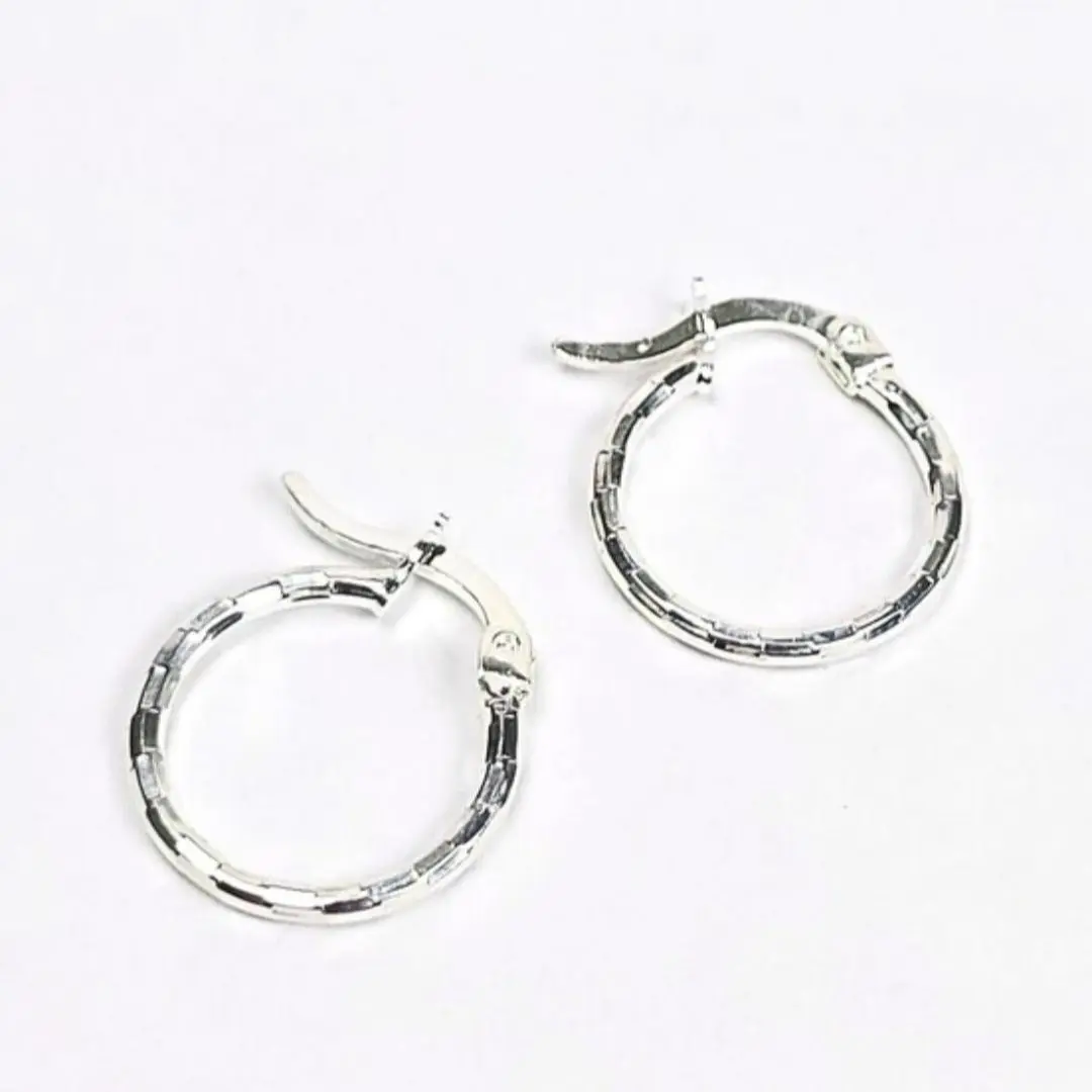 Hammered Huggie Mini Hoop Earrings (17mm) -  925 Sterling Silver
