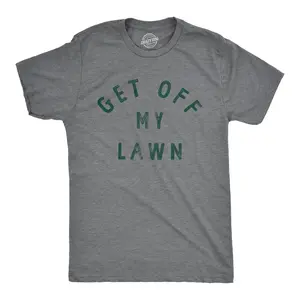 Mens Get Off My Lawn T Shirt Funny Sarcastic Mowed Yard Warning Joke Novelty Tee for Guys Mens Funny T Shirts Cool Vintage Fashion T-Shirt Gift Classic Menswear Funny Environmental Short Sleeve Novelty Tees for Dark Grey