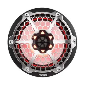 DS18 DS-NXL-8M/BK HYDRO 8 Inch 2-Way Marine Speakers W/ Integrated RGB LED Lights Mesh 375 Watts Black DS18