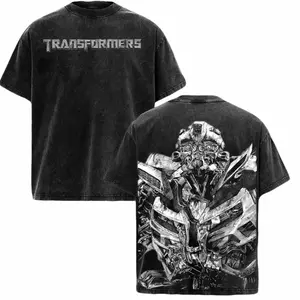 Bumblebee TRANSFORMERS Edition Double Printed Oversize Lightweight Acid Washed Tee TV Series Graphic Design Top Cotton Streetwear Movie T-Shirt Clothes Menswear Womenswear Apparel Classic 3JI