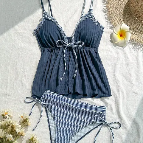 Women's Two-Piece Swimsuit Set, Sexy Vacation Beach Spa Swimwear with Chest Pads, Triangle Bottoms, Summer Bathing Suit, Swim Top Set, Summer Bikini Beach, Swimsuit Style Bikini, Bikini Swimsuit Outfit, Swimwear Sets