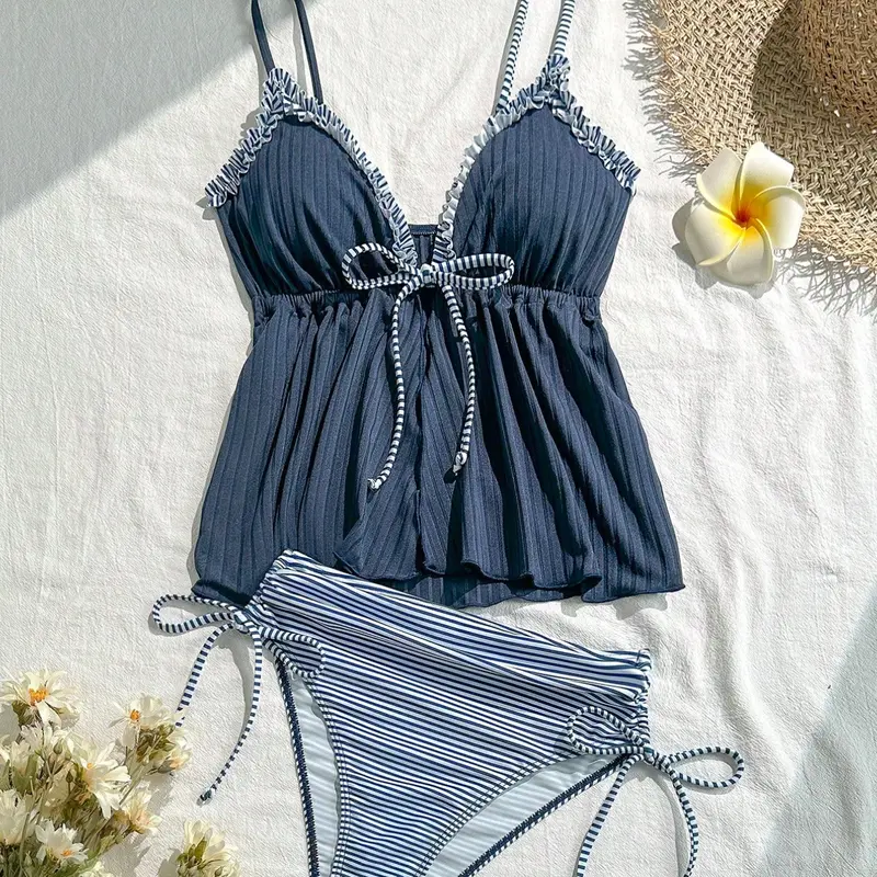 Women's Two-Piece Swimsuit Set, Sexy Vacation Beach Spa Swimwear with Chest Pads, Triangle Bottoms, Summer Bathing Suit, Swim Top Set, Summer Bikini Beach, Swimsuit Style Bikini, Bikini Swimsuit Outfit, Swimwear Sets