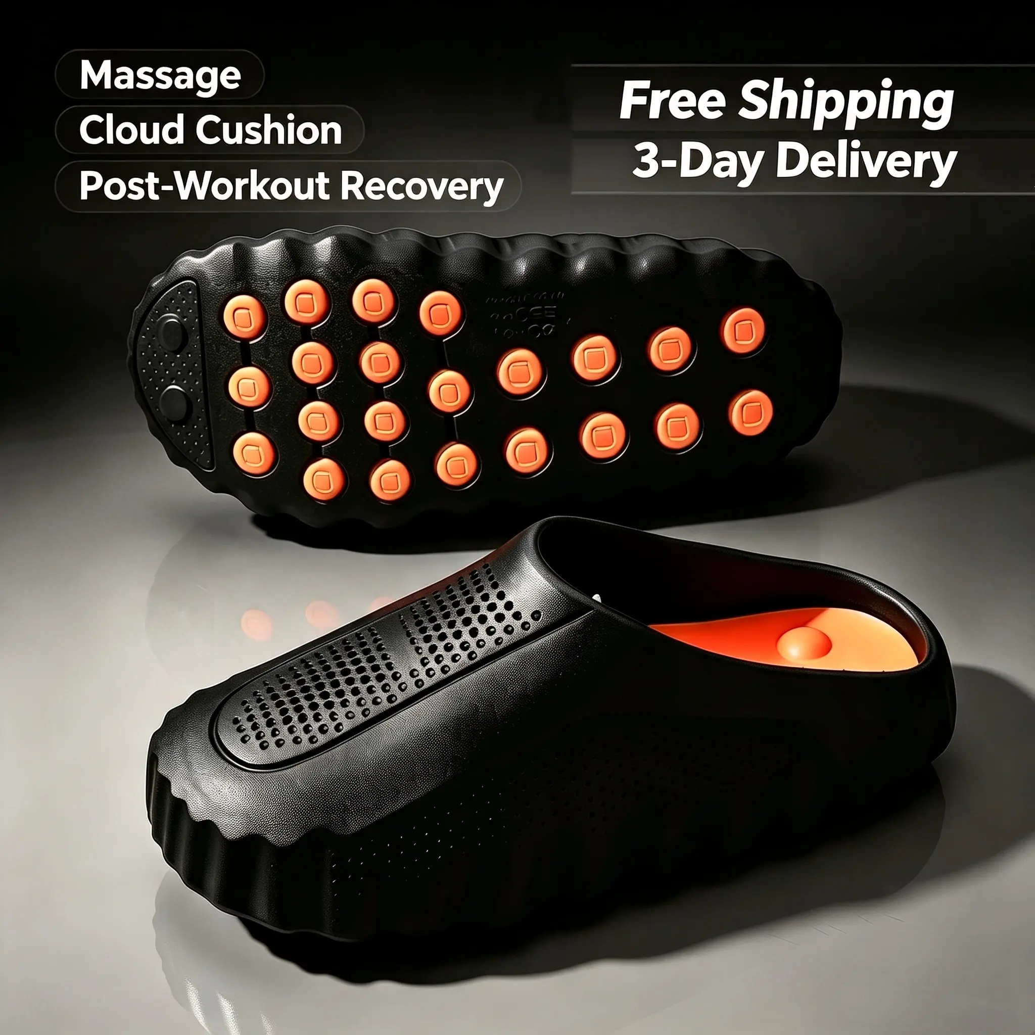 【001M】Men's Cloud Sport Massage Slides, Waterproof EVA Slip On Sandals, Non-Slip Sole with Air Vents for Post-Workout & Street Casual Wear, Breathable Flat Round Toe Slides，Mens summer slides，outdoor slides，Women slides，Platform slides for men，EVA slides