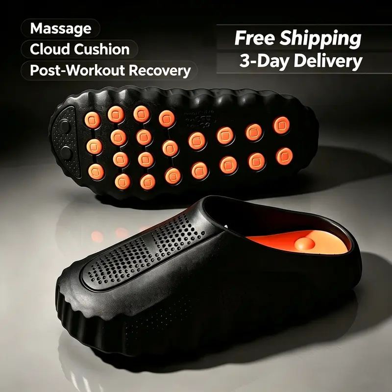 【Limited-Time Lowest Price】Men's Anti-Slip Slide Slippers - Athletic Pillow-Soft Massage Footwear, Waterproof EVA Upper & Sole, Air Vents, Breathable Flat Round Toe, Non-Slip Feet, Gym-To-Home & All-Seasons Wear Anti Slip Slides Non Slip Feet