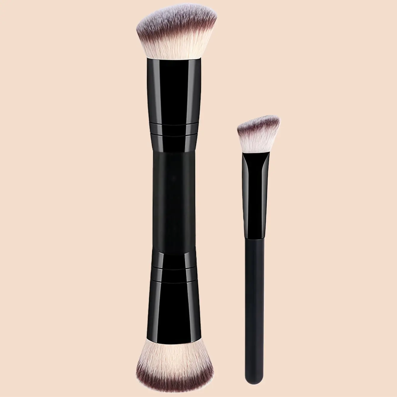 Yzimeng 2-Piece Makeup Brush Set, Portable Dual-Head Multifunctional Brushes, Essential Brushes, Foundation Brush, Concealer Brush, Blending Makeup Brush, Soft Bristles, Travel Kit, Perfect Gift for Women/girls