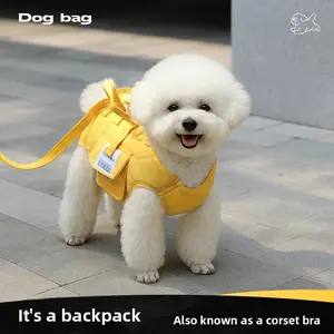 Puppy Bag Kitten Bag Handheld Lightweight Leash Backpack Composite Canvas Sandwich Mesh PP Iron Adjustable Leash 93-177cm for Puppies & Kittens