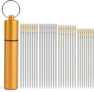 40 count Self Threading  Easy Threading Hand Sewing  Large Eye  with A Metal Tube for Storing, Blind  Sewing Embroidery Accessories