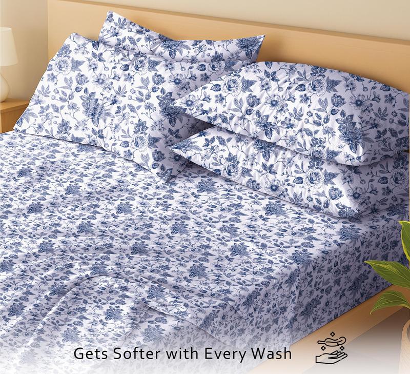 Ruvanti 100% Cotton Percale 6 Pcs Sheet Set – Ultra Soft Hotel-Quality Bedding with Deep Pockets, Breathable, Elegant Design, Soft Touch, OEKO-TEX Certified