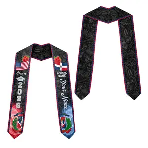 Personalized Dominicans American Flag Graduation Sash 2026, Dominican Republic Graduation Stole