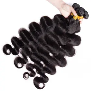 Body Wave Bundles Brazilian Human Hair Bundles for Quick Weave 1 3 4 Bundles Natural Black Color Traditional Sew in Extension 12A Unprocessed Human Hair 100% Tangle-free Re-wearable