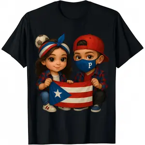 Men's Puerto Rico Graphic T-Shirt, 100% Cotton Crew Neck Streetwear Top, Casual Relaxed Fit with Short-Sleeves & Soccer Print