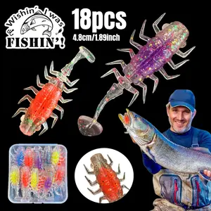 18pcs Floating Fishing Lures with Paddle Tails, Bionic Bait, Simulated Centipede Lures, Floating Artificial Bait with Laser Sequins