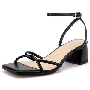 Women's Open Toe Block Heels Sandals Strappy Low Chunky Heels with Ankle Strap