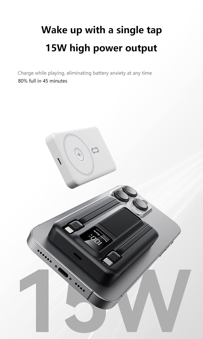 【Buy 1 Get 1 Free】12000mAh Magnetic Wireless Power Bank with LED Display & Foldable Stand - 3-in-1 Portable Charger