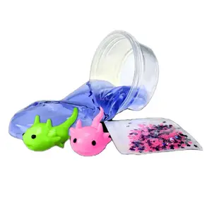 Axolotl gel with 2 squishy Axolotl charms and a bag of glitter!