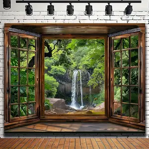 1pc Spring Forest 3D Tree Landscape Backdrop Cloth, Party Decoration Photo Prop, Indoor/Outdoor Decorative Background Banner for Photography Studio, Polyester, Universal Fit, No Electricity Needed, All Seasons